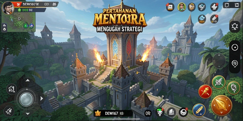 Tampilan gameplay DEWI567 yang menegangkan dan seru dalam pertempuran Tower Defense.
