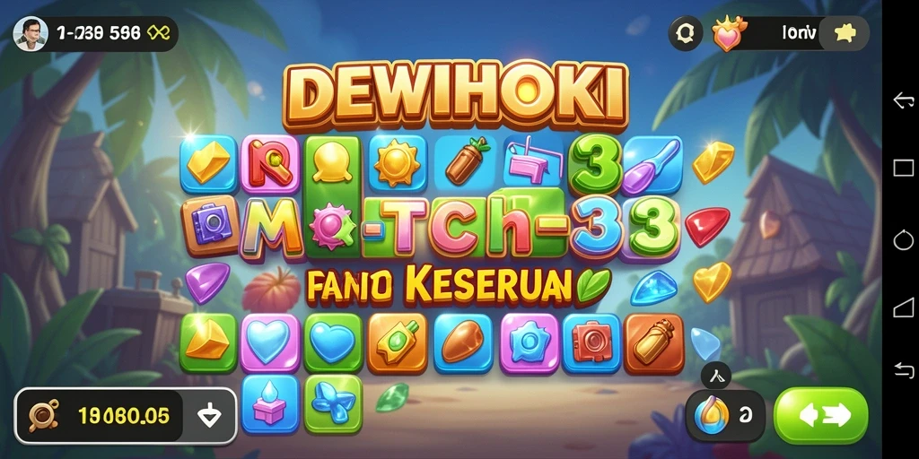 Screenshot gameplay DEWIHOKI menunjukkan keseruan permainan Match-3.