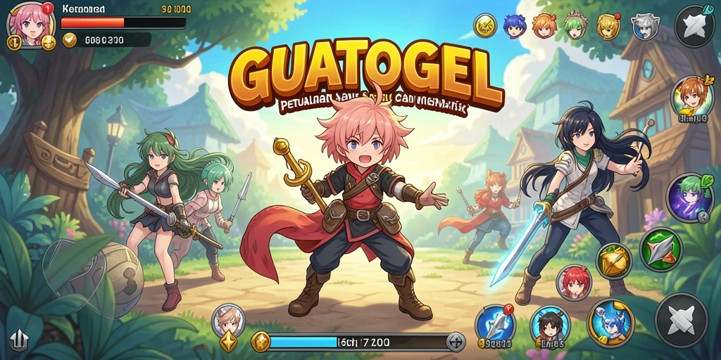 Screenshot dari GUATOGEL menampilkan aksi seru karakter Anime.