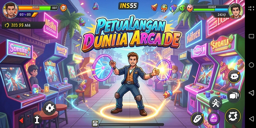 Gameplay seru INS55 dengan karakter menarik dan tantangan arcade.