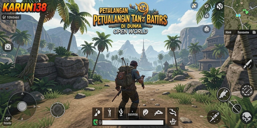 Screenshot gameplay yang menunjukkan eksplorasi dunia terbuka KARUN138.