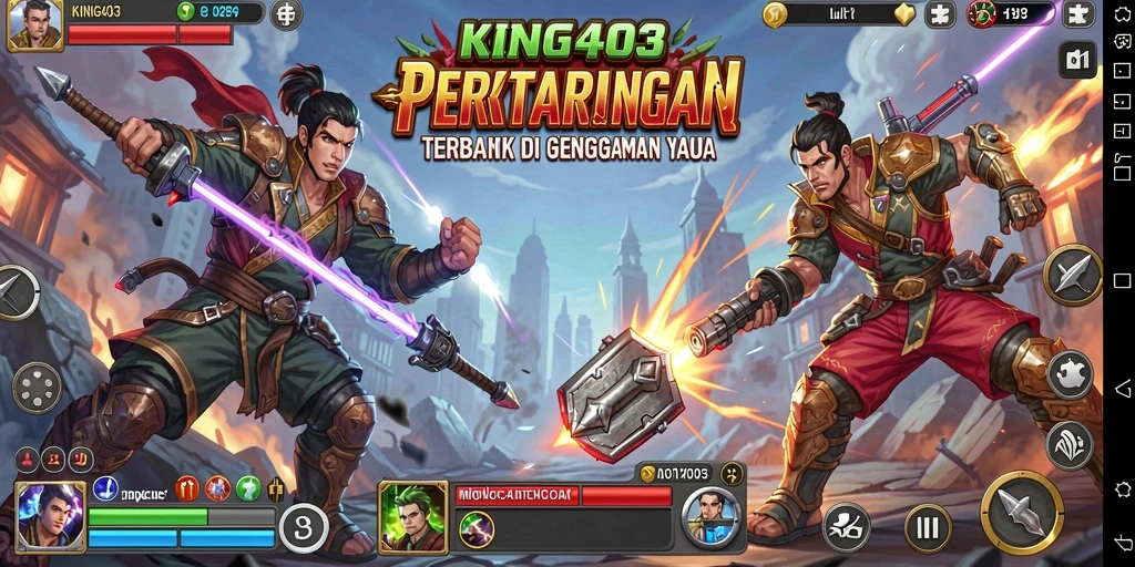 Tangkapan layar KING403 menunjukkan pertarungan mendebarkan dengan karakter unik.