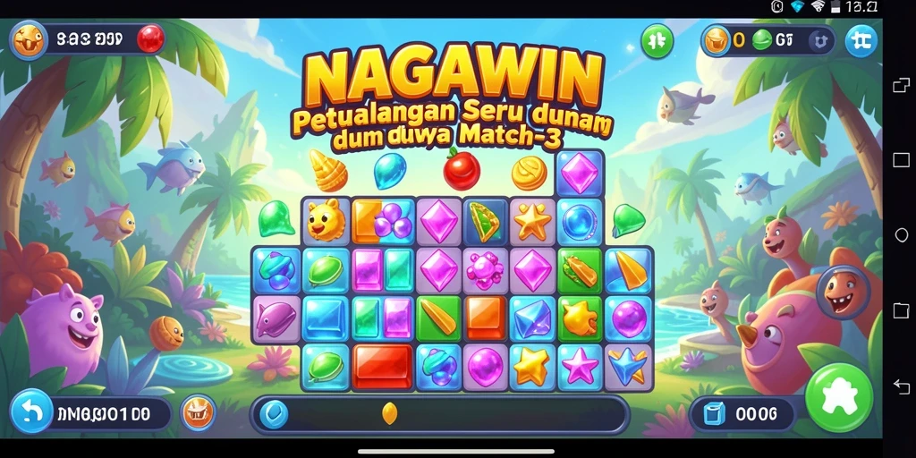 Screenshot menunjukkan gameplay seru dari NAGAWIN Match-3.