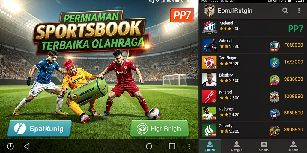 Tampilan antarmuka PP7 saat bertaruh pada olahraga favorit.