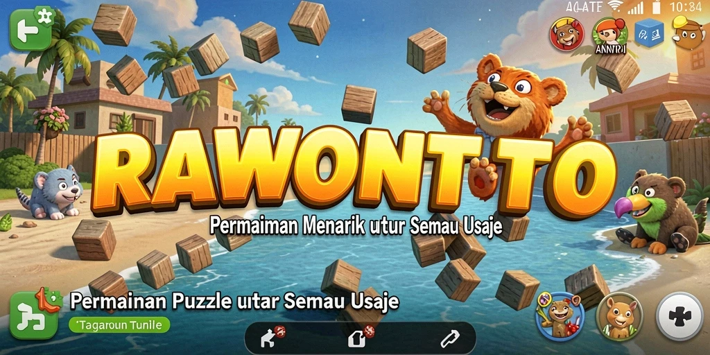 Tampilan menarik dari gameplay RAWONTOTO dengan tantangan Puzzle.
