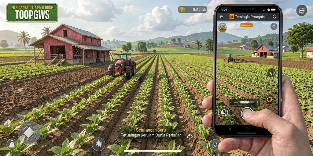 Screenshot gameplay TOOPGWS menampilkan aktivitas bertani yang seru.